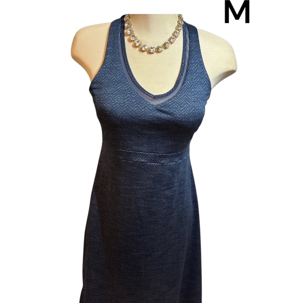 MONDETTA Dress Size Medium Blue Racerback Built in Bra with Inserts Nice Pattern - Picture 3 of 13